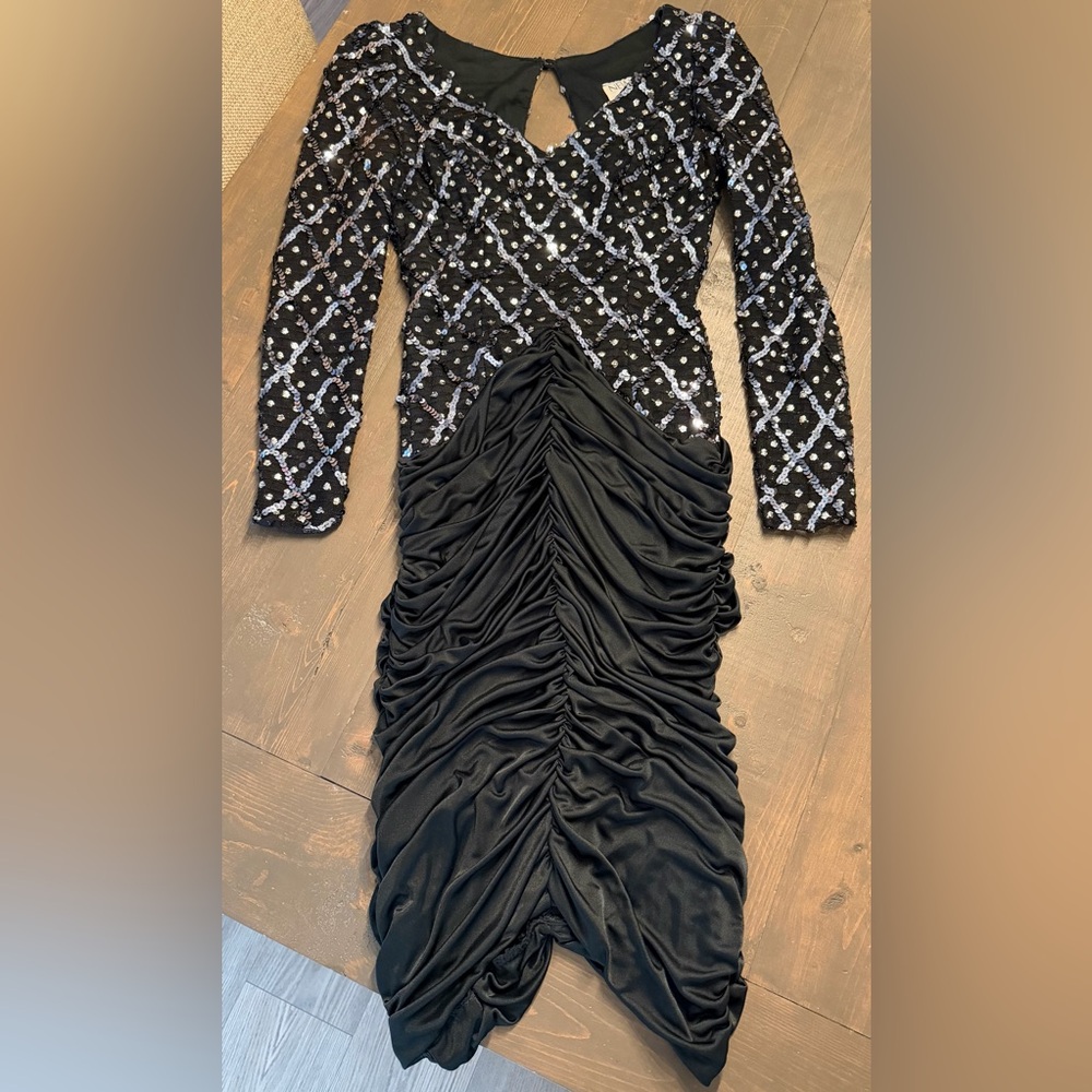 New Leaf by Samir Vintage Vintage 80’s Sequin Ruched Dress